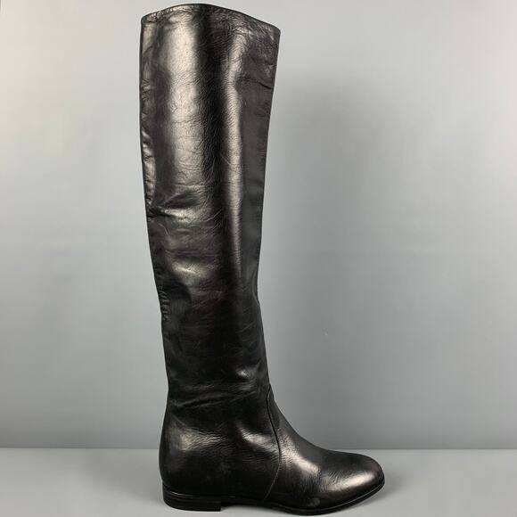 PRADA Size 7.5 Black Flat Boots - Picture 1 of 6